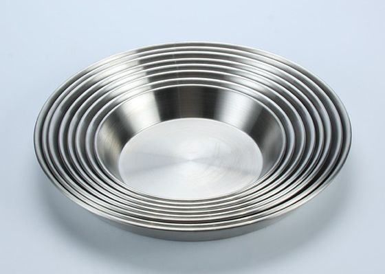 Silver Plated 20cm 34cm Stainless Steel Camping Plates Set